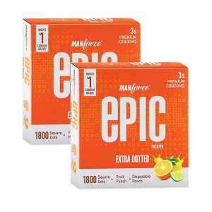 Manforce Epic Passion Condoms Extra Dotted Fruit Punch 3 Condoms in 1 Pack - (Pack of 2)