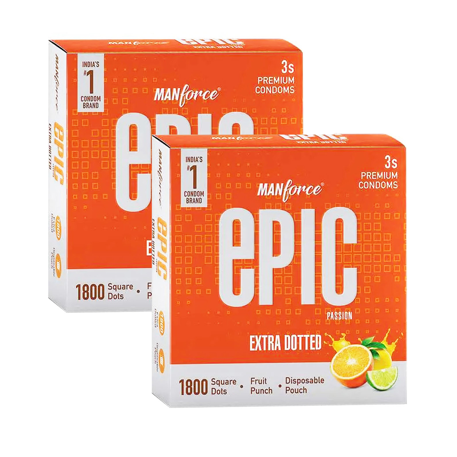 Manforce Epic Passion Condoms Extra Dotted Fruit Punch 3 Condoms in 1 Pack - (Pack of 2)