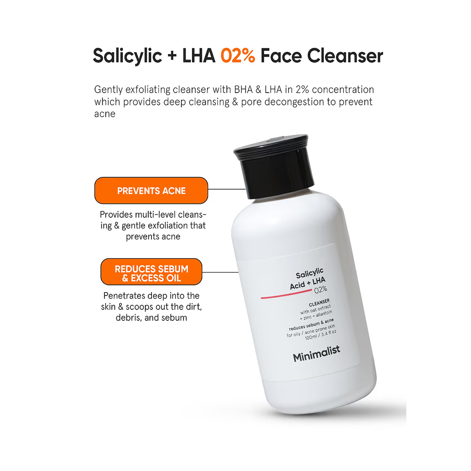 Minimalist Salicylic Acid + LHA 02% Cleanser (100ml)