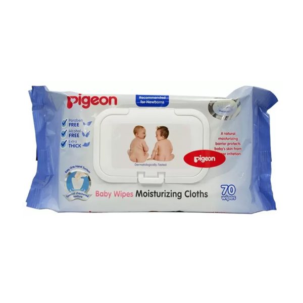 Pigeon Baby Wipes Moisturizing Cloths (Pack of 70 Sheets)