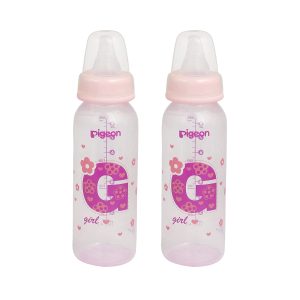 Pigeon Peristaltic Clear Nursing Bottle RPP Girl (Pink) 240 ml (Pack of 2)