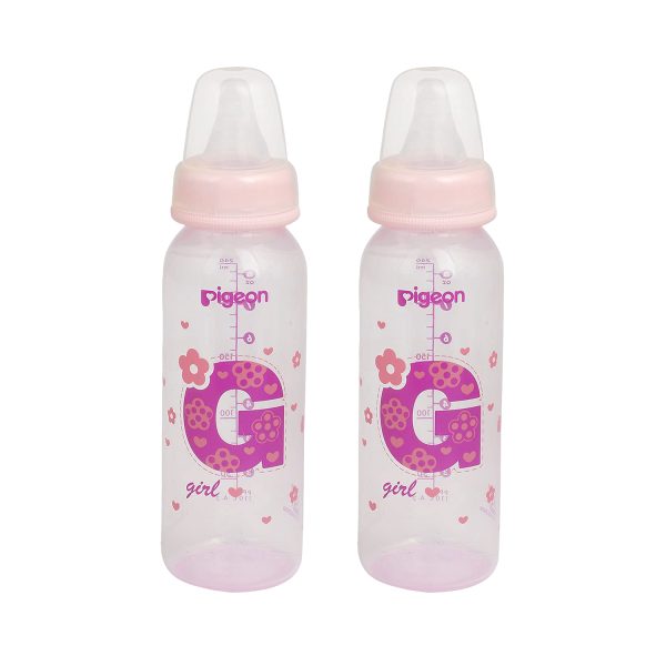 Pigeon Peristaltic Clear Nursing Bottle RPP Girl (Pink) 240 ml (Pack of 2)