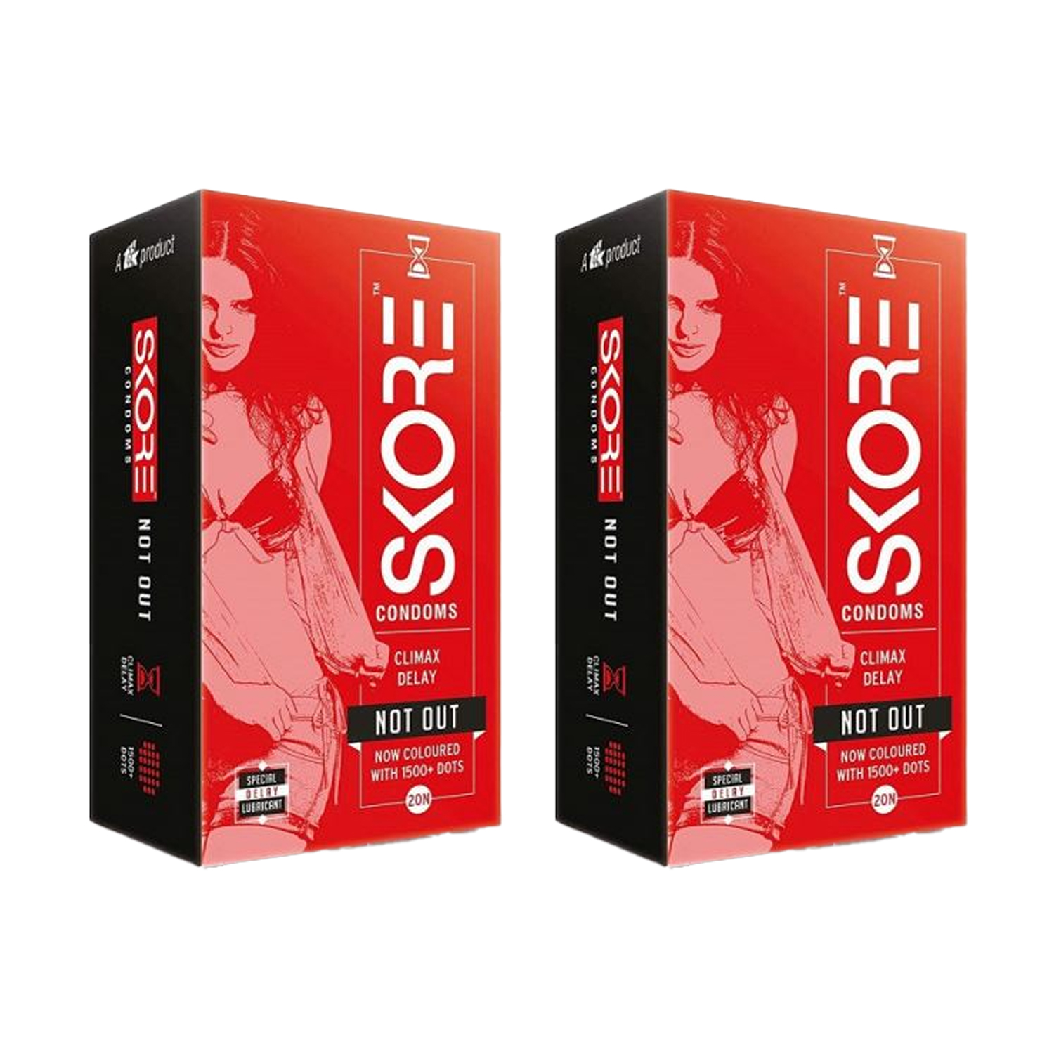 Skore Not Out Condoms (20 Condoms in 1 Pack) (Pack of 2)