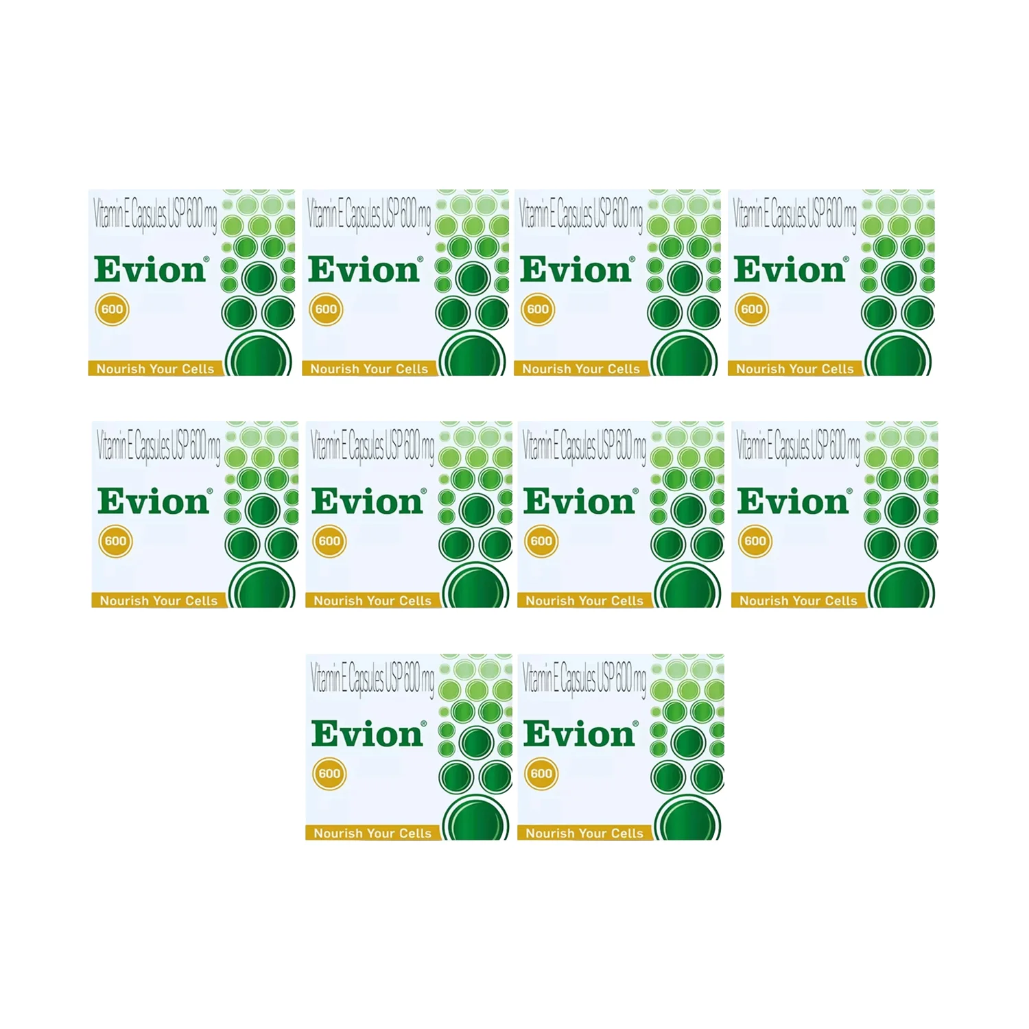 Evion Vitamin E Capsules 600 mg - 10 Capsules (Pack of 10)