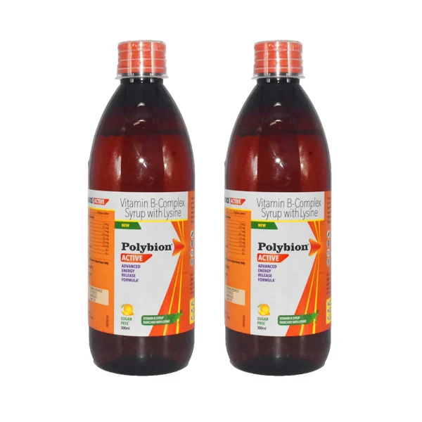 Polybion Active Sugar Free Mango Flavour Syrup 300ml (Pack of 2)