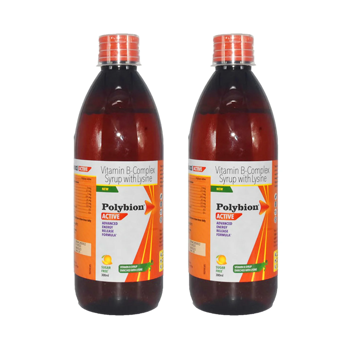 Polybion Active Sugar Free Mango Flavour Syrup 300ml (Pack of 2)