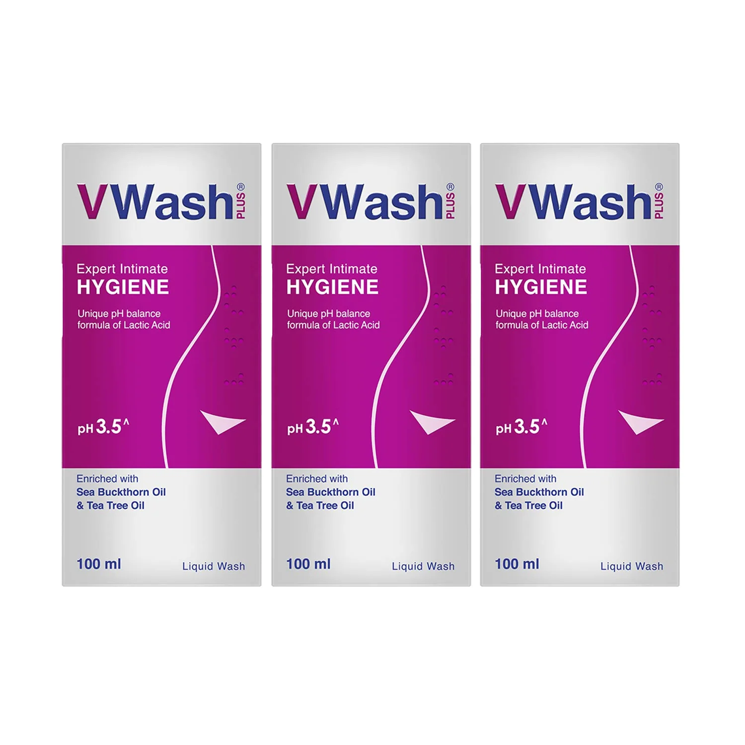 VWash Plus Expert Intimate Hygiene, With Tea Tree Oil, Liquid Wash Prevents Dryness, Itchiness And Irritation, Balances PH, Paraben Free, 100 ml (Pack of 3)
