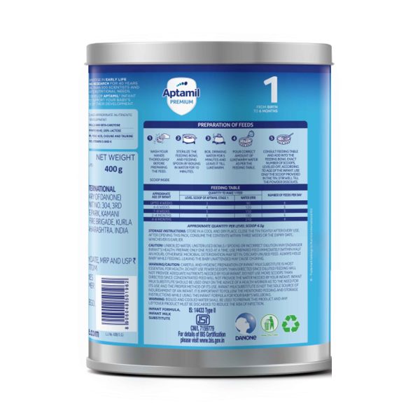 Aptamil Premium Stage 1 Infant Formula Powder 400gm (Tin)