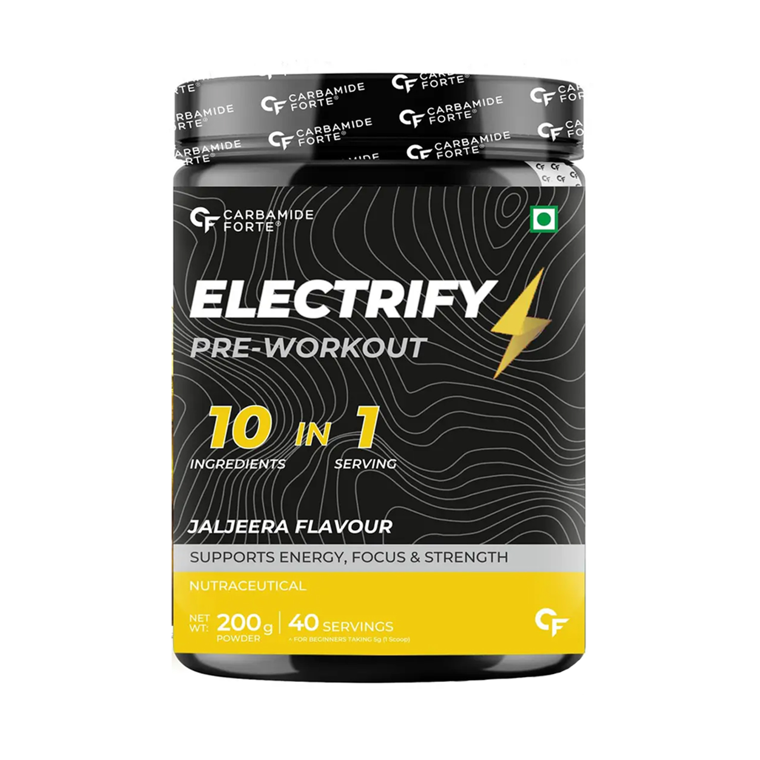 Carbamide Forte Electrify Pre-Workout Powder Jaljeera Flavour (200g)