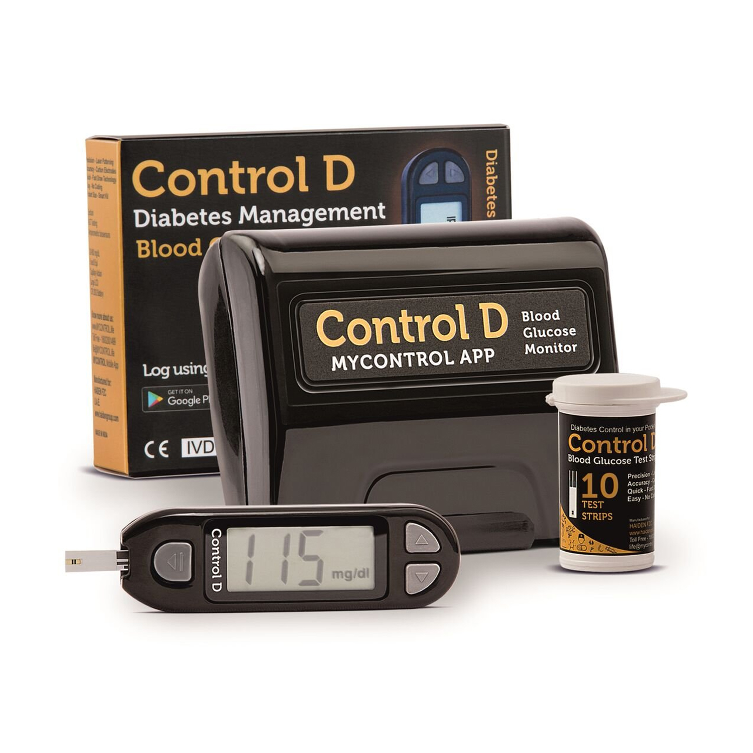 Control D Blood Glucometer with 10 strips