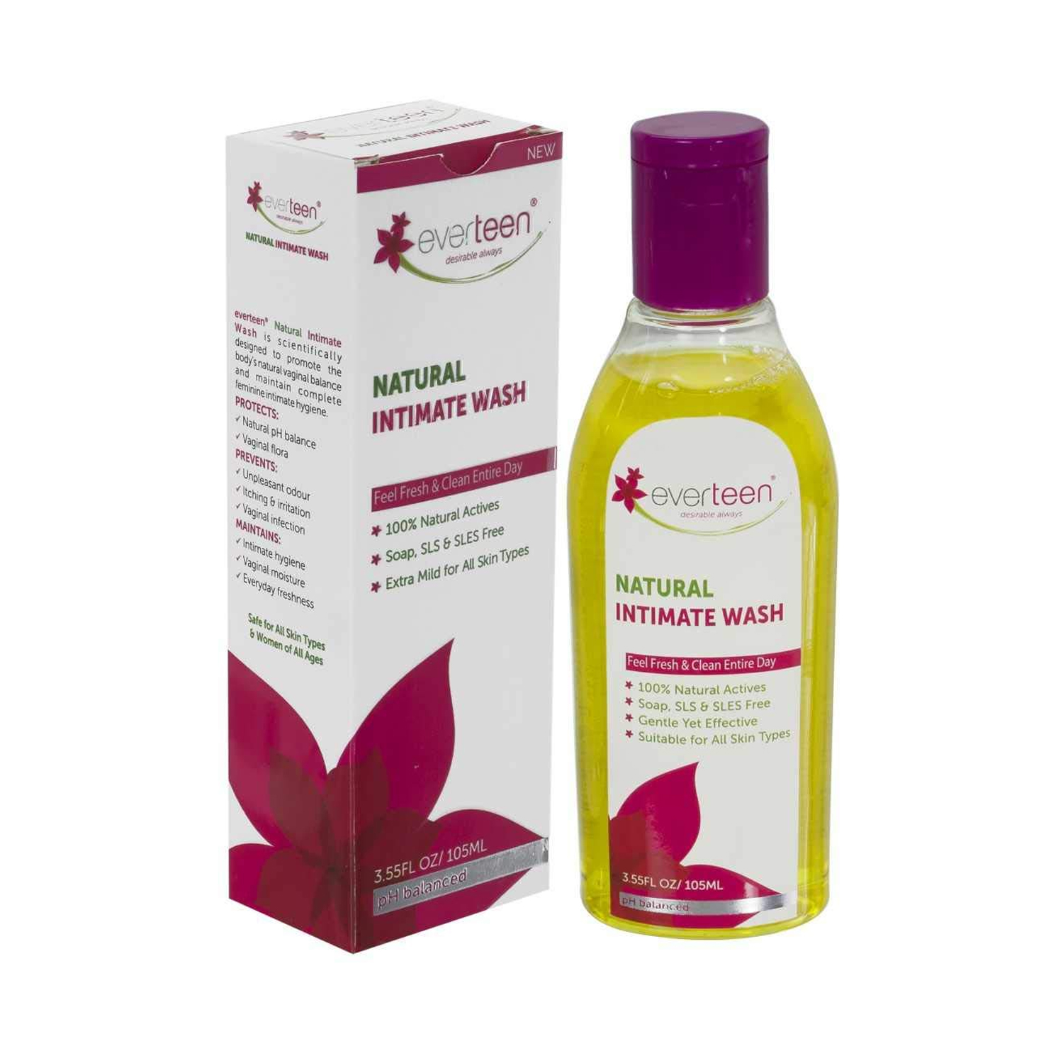 Everteen Natural Intimate Wash- 105 ml- Flip Top Bottle