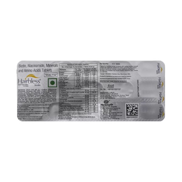 Hairbless Tablets - 15 Tablets