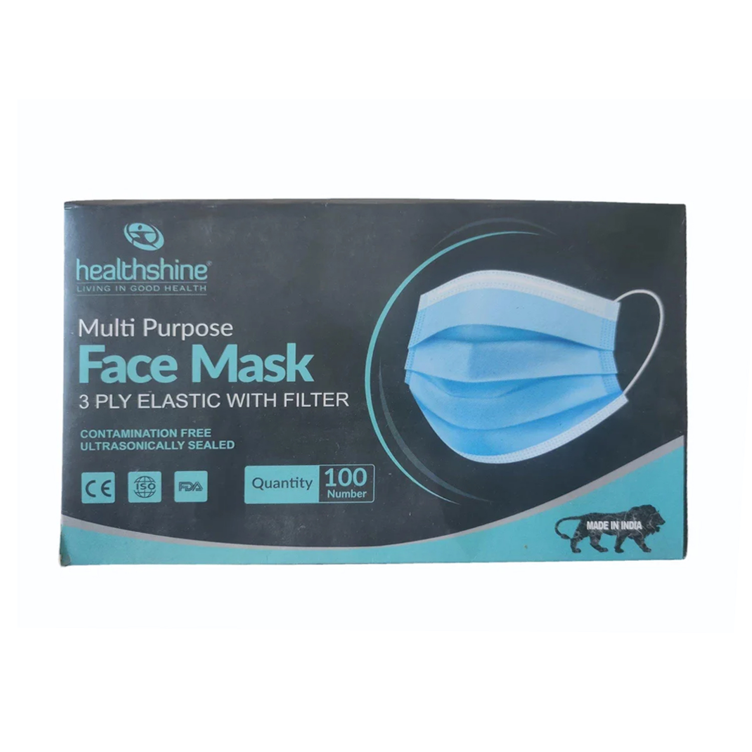 Healthshine 3 Ply Elastic with Filter Face Mask (100 Nos)