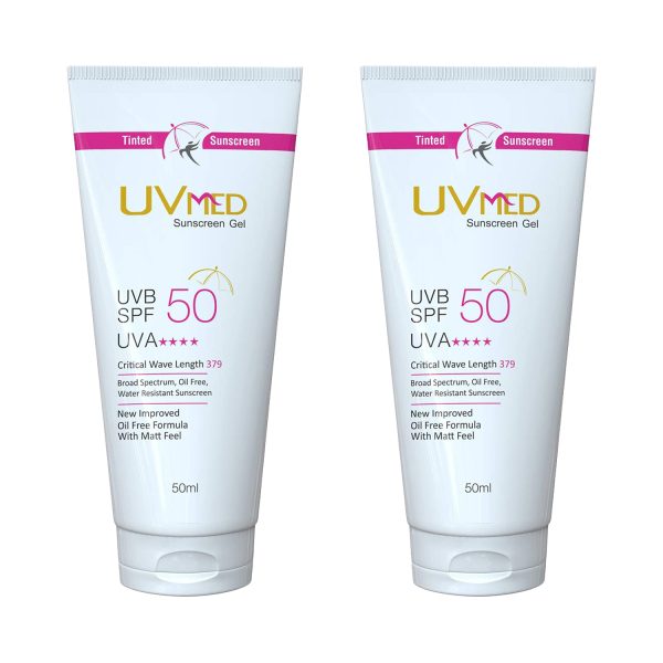 Uvmed Tinted Sunscreen Gel SPF 50 (50ml) Pack of 2