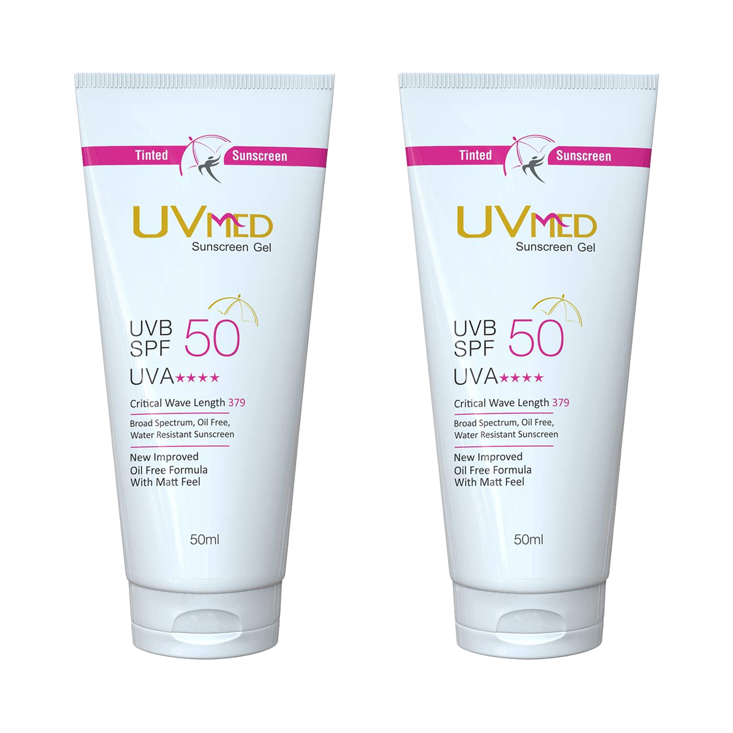Uvmed Tinted Sunscreen Gel SPF 50 (50ml) Pack of 2