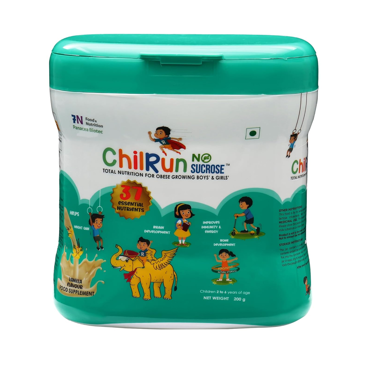 Chilrun No Sucrose Nutrition Powder Vanilla Flavour 200 g (Jar)