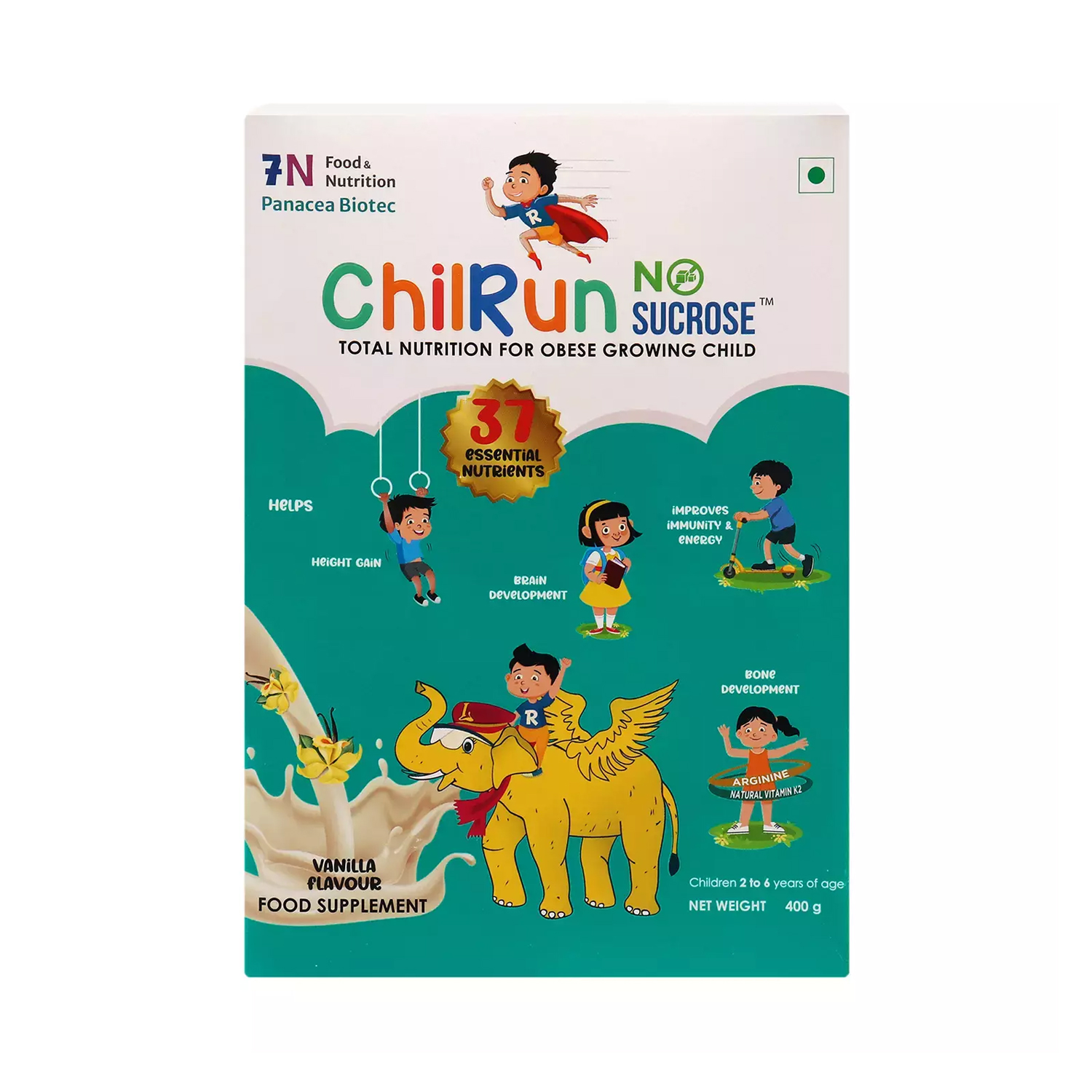 Chilrun No Sucrose Nutrition Powder Vanilla Flavour 400 g (Refill)