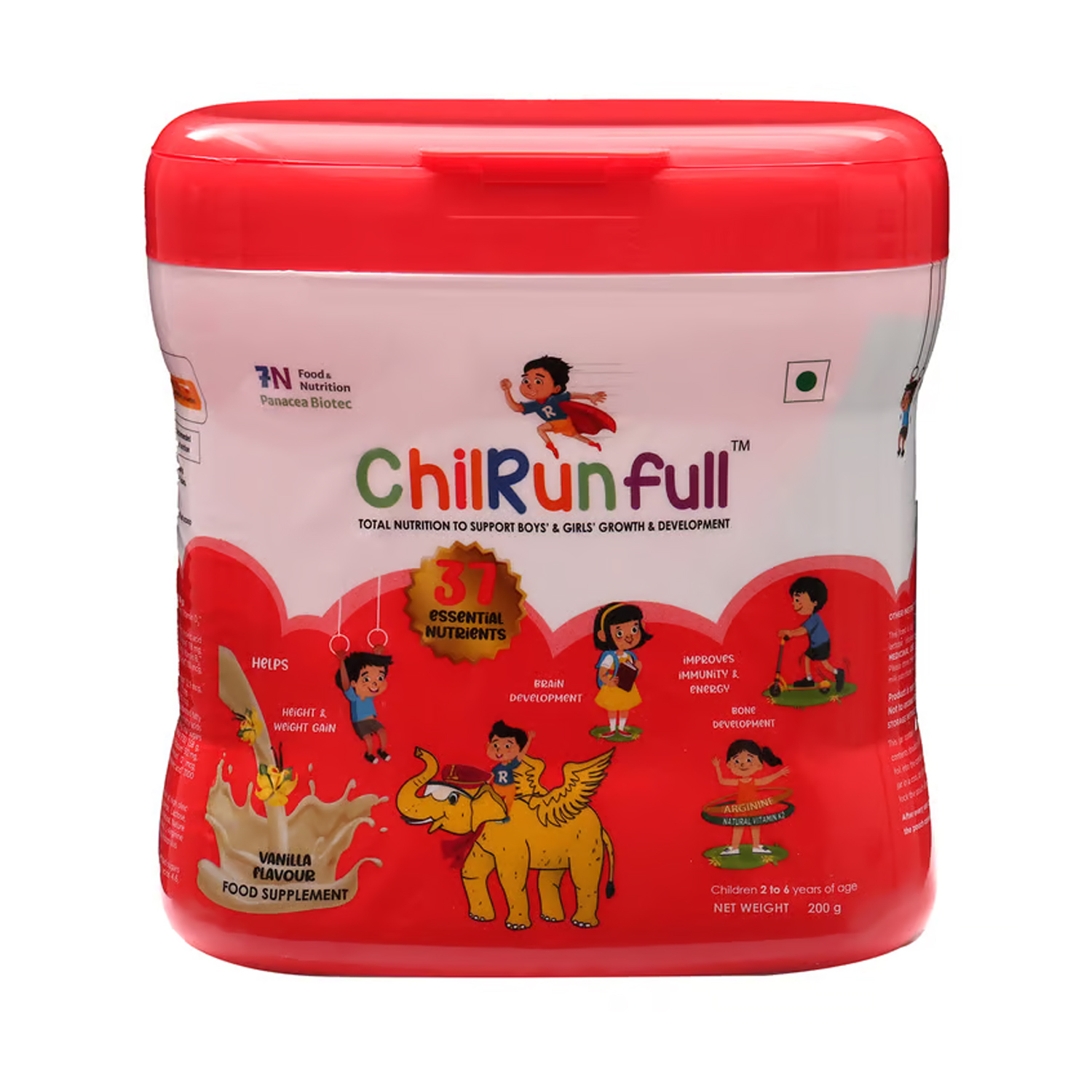 Chilrun Full Protein Powder Above 2 Years Vanilla Flavour 200g (Jar)