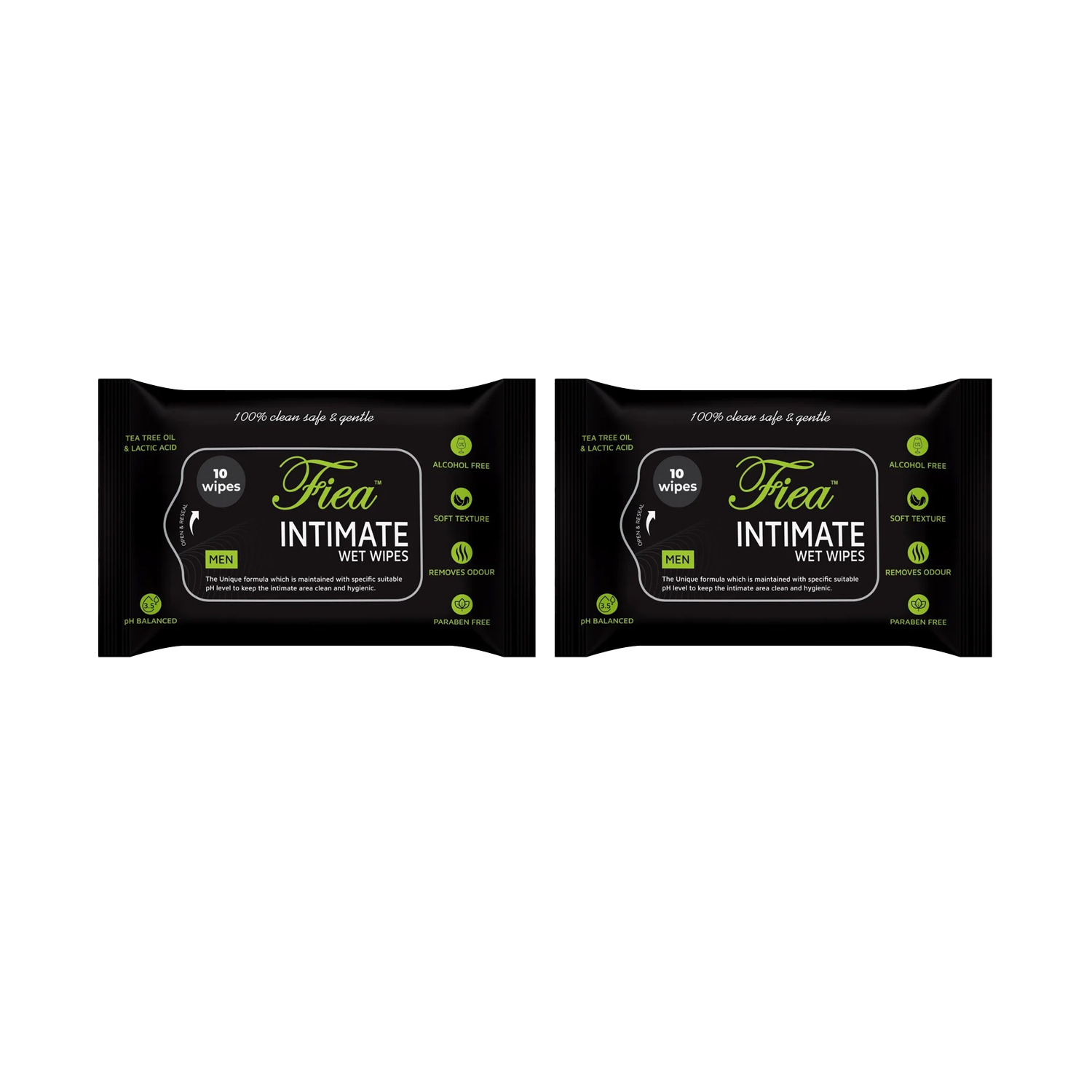 Fiea Intimate Wet Wipes For Men 10 Nos (Pack of 2)
