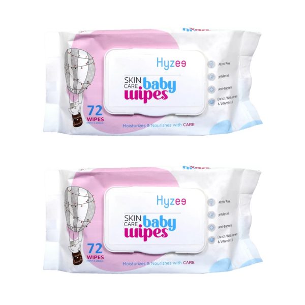Hyzee Baby Wipes 72 Nos (Pack of 2)