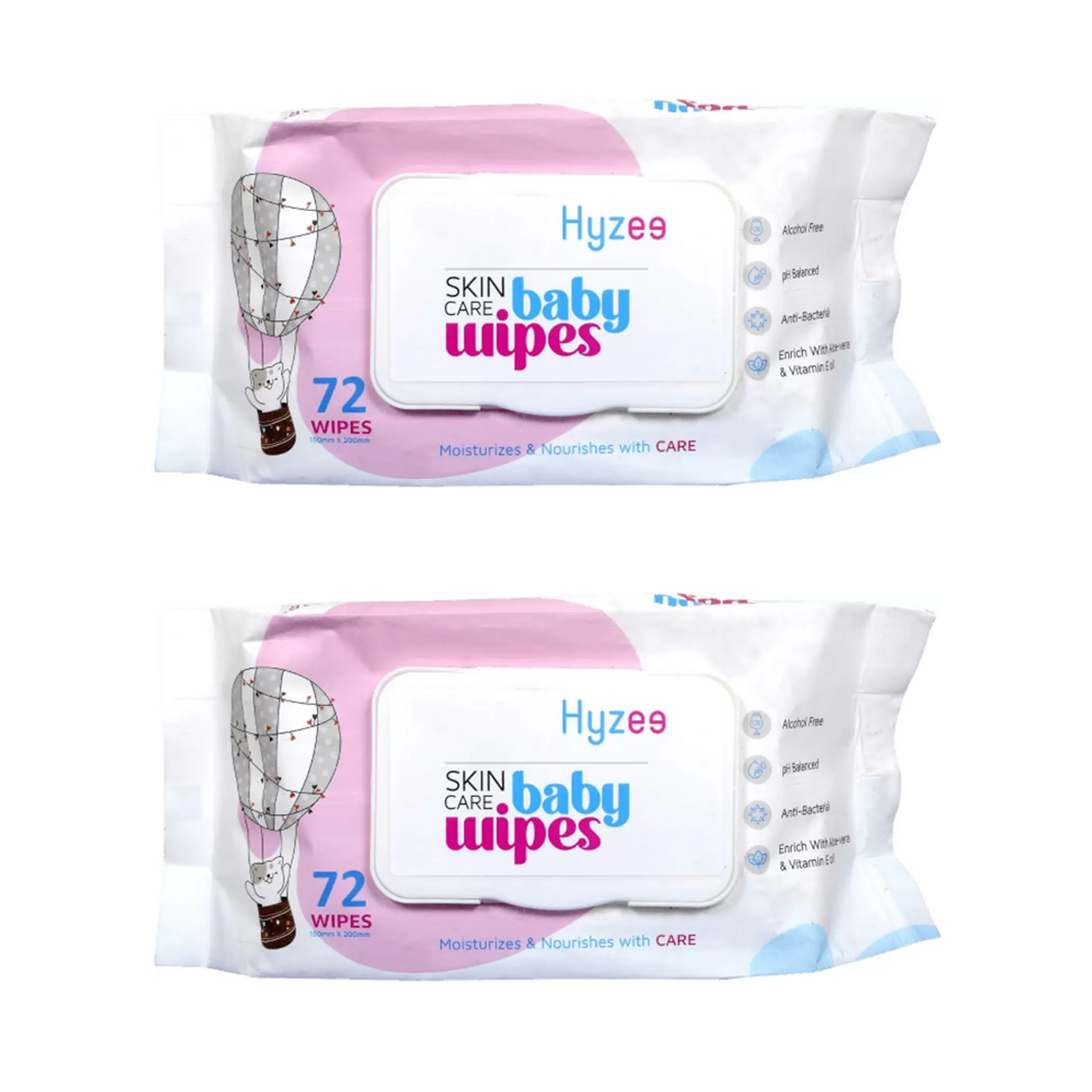 Hyzee Baby Wipes 72 Nos (Pack of 2)
