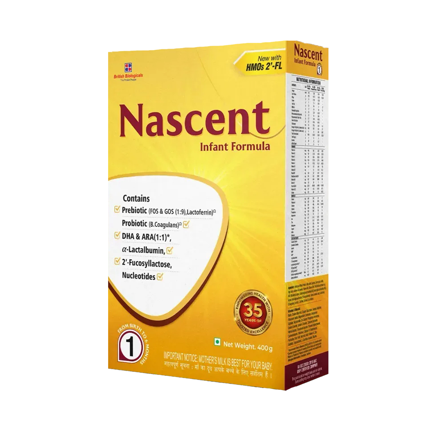 British Biological Nascent Stage 1 Infant Formula (400 g)