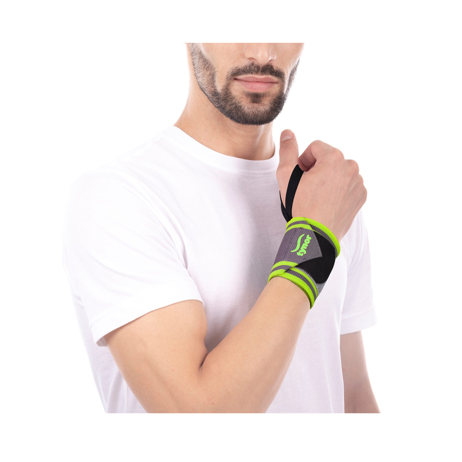 Tynor Wrist Wrap With Thumb Loop Universal (Black and Green) - Pack of 2