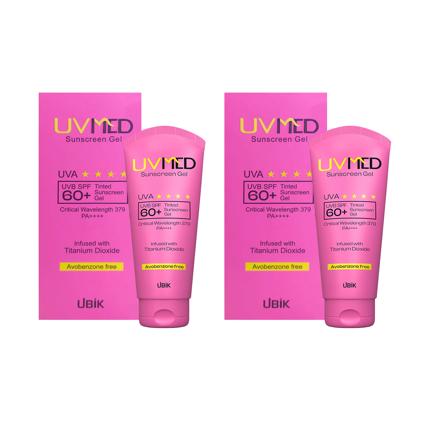 Uvmed Tinted Sunscreen Gel SPF60+ 50ml (Pack of 2)