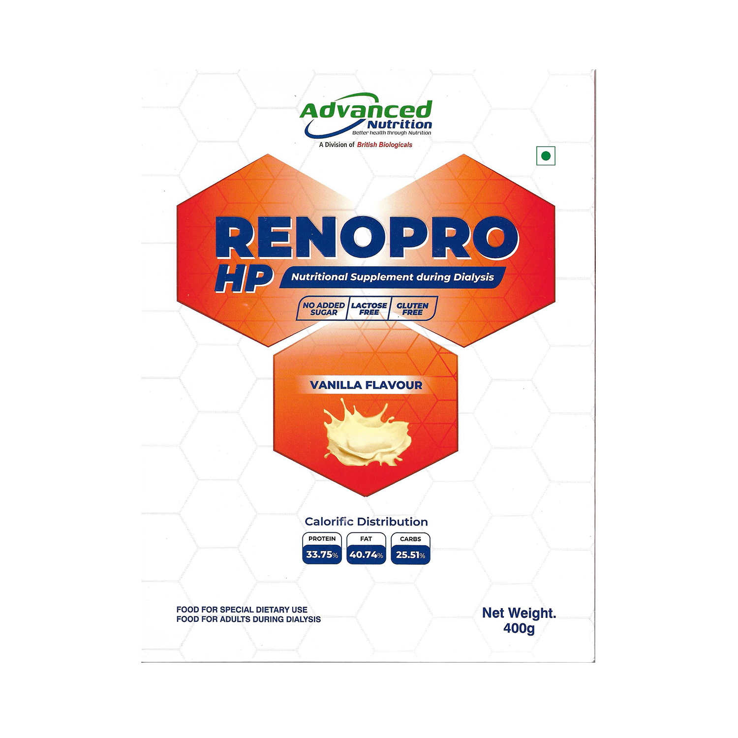 Renopro HP Nutritional Powder during Dialysis Vanilla Flavour – 400g (Refill Pack)