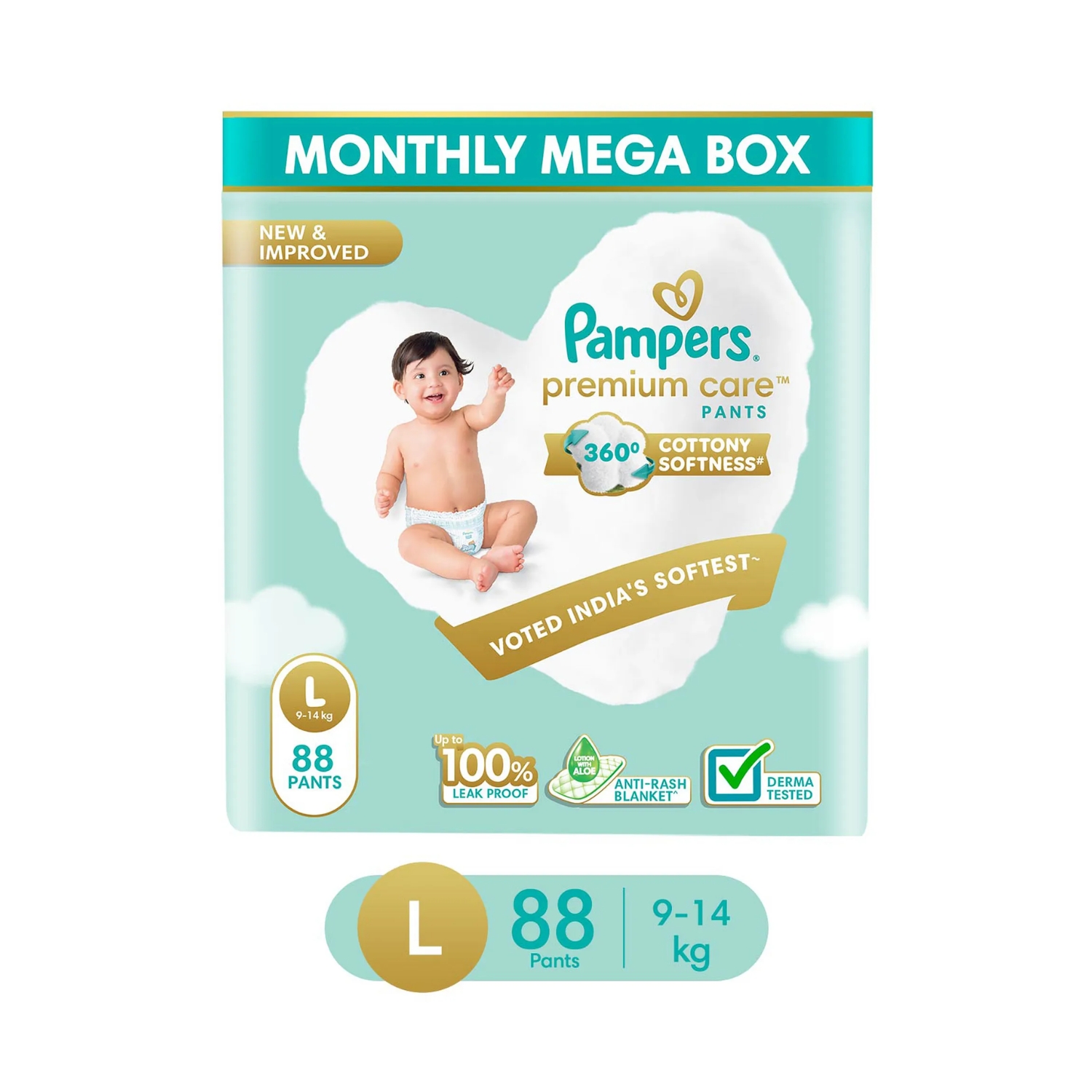 Pampers Premium Care Diaper Pants Large – 88 Pants (9-14 Kg)