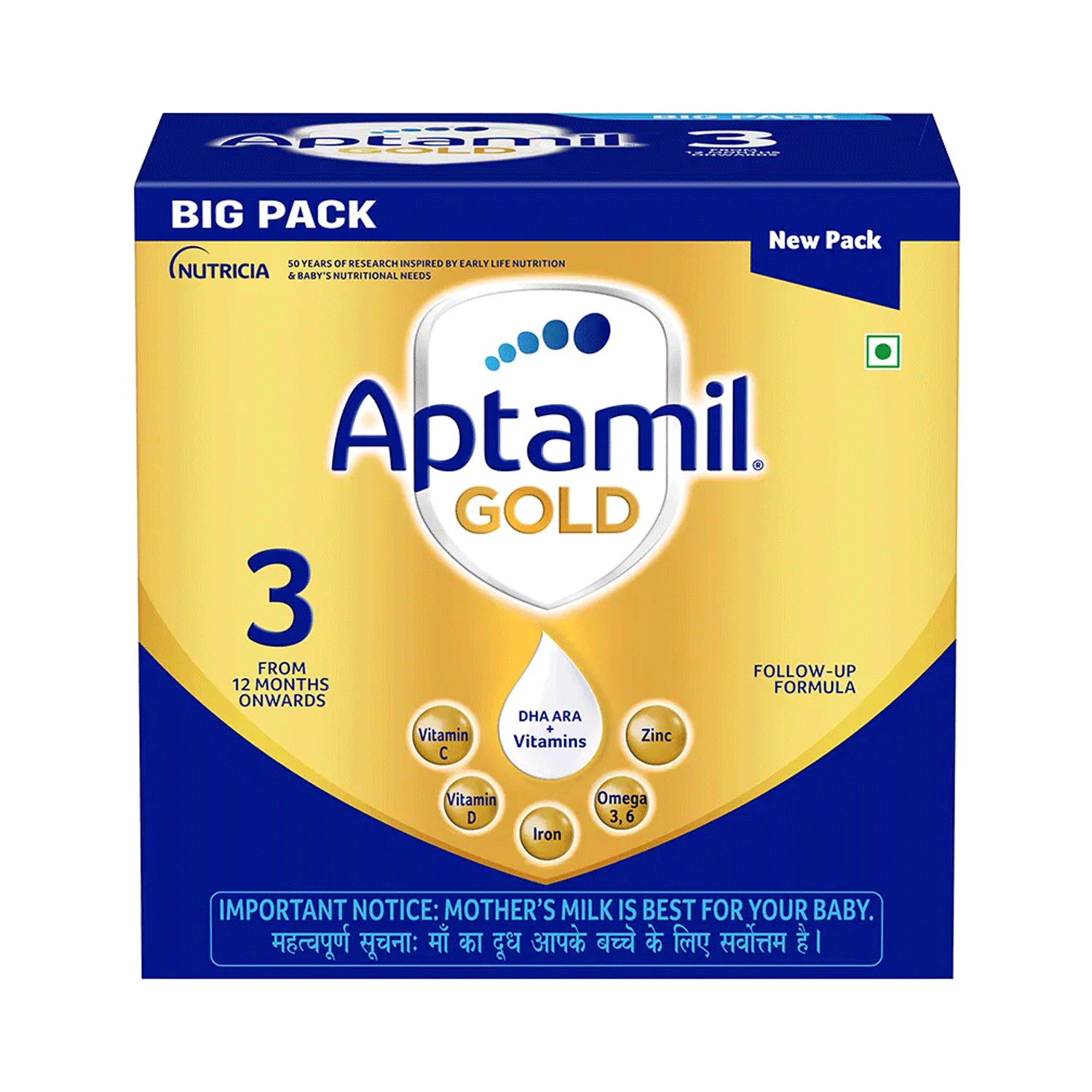 Aptamil Gold 3 Follow up Infant Formula Powder (After 12 months), Stage 3 – 1.2kg