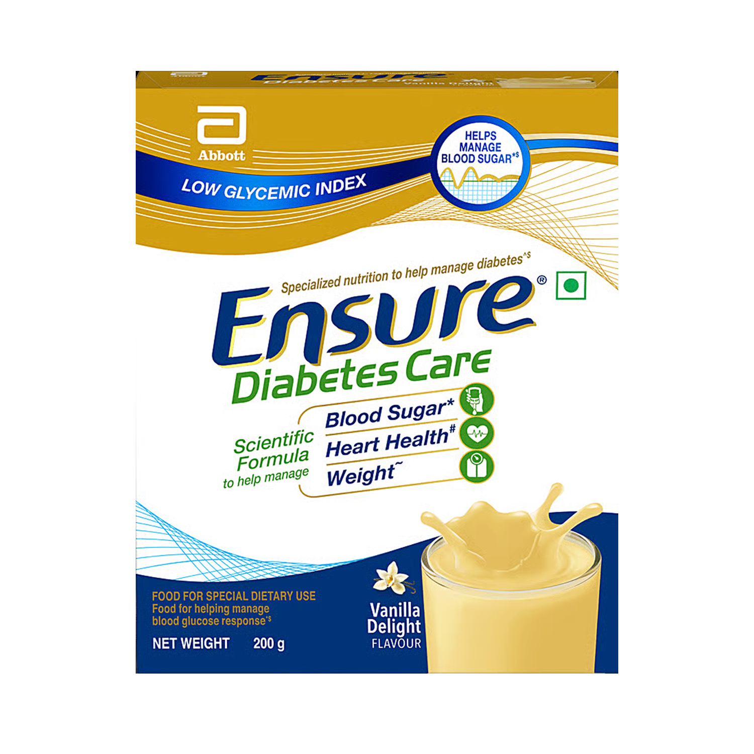 Ensure Diabetes Care Specialized Nutrition Powder Vanilla Delight Flavour 200 gm (Refill Pack)