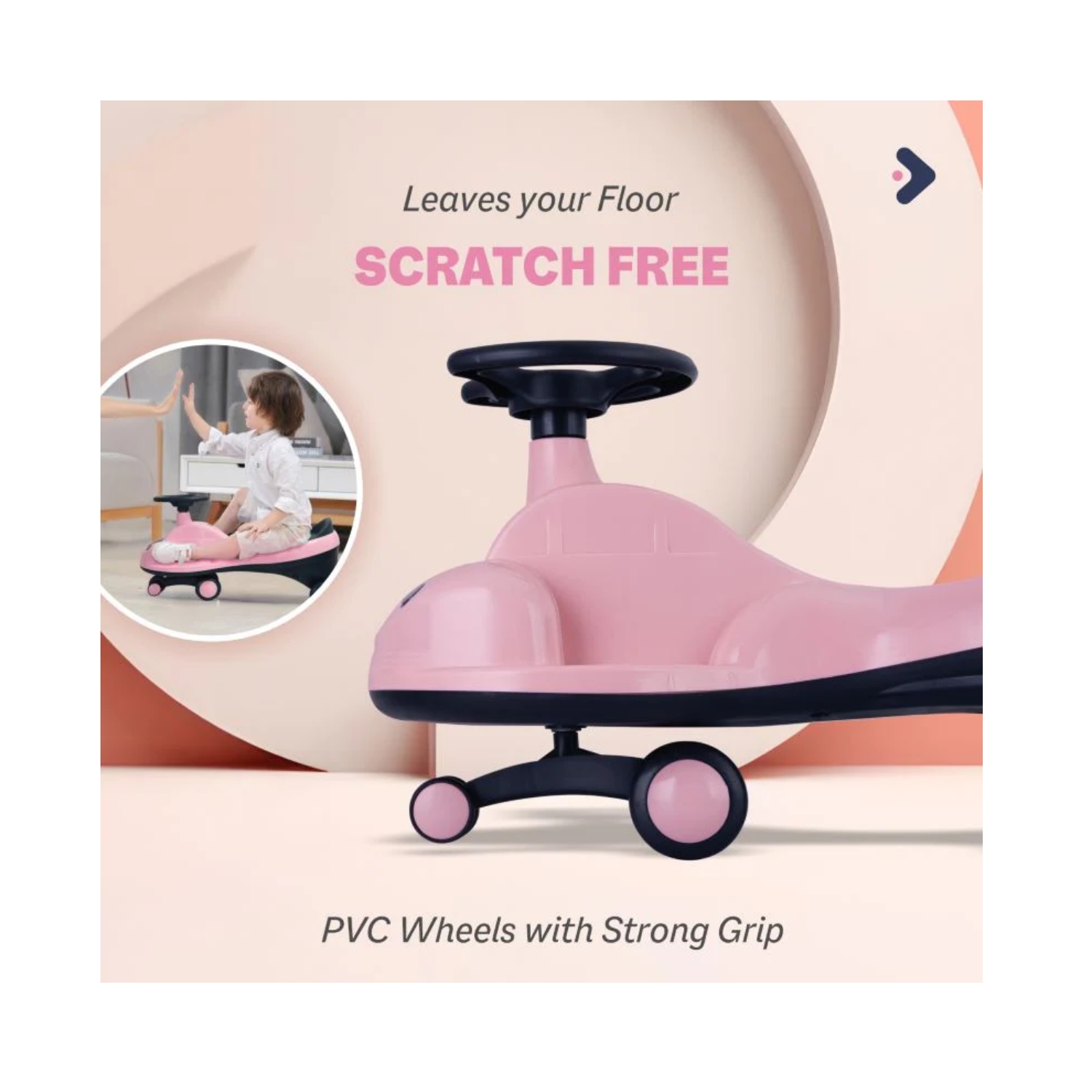 Iya Iya Zippy Swing Car For Kids pink 2