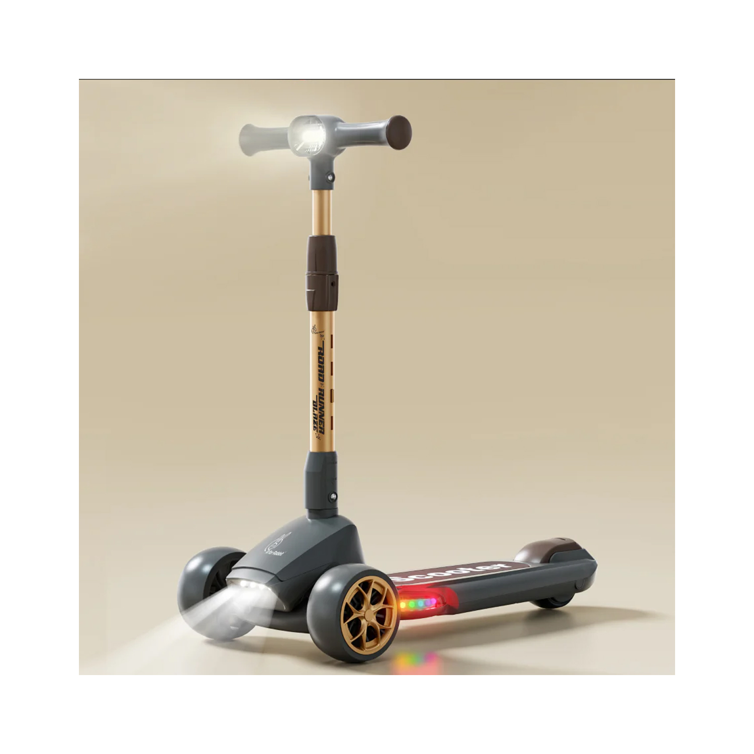 R for Rabbit Road Runner Blaze Scooter for Kids (Black Gold)