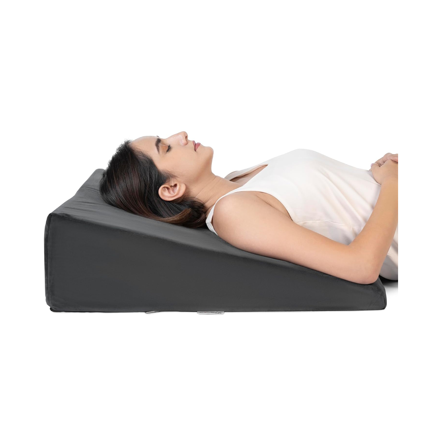 Fovera Adjustable Acid Reflux Bed Wedge Orthopedic Support (Velvet Dark Grey) - Large 7 Inches