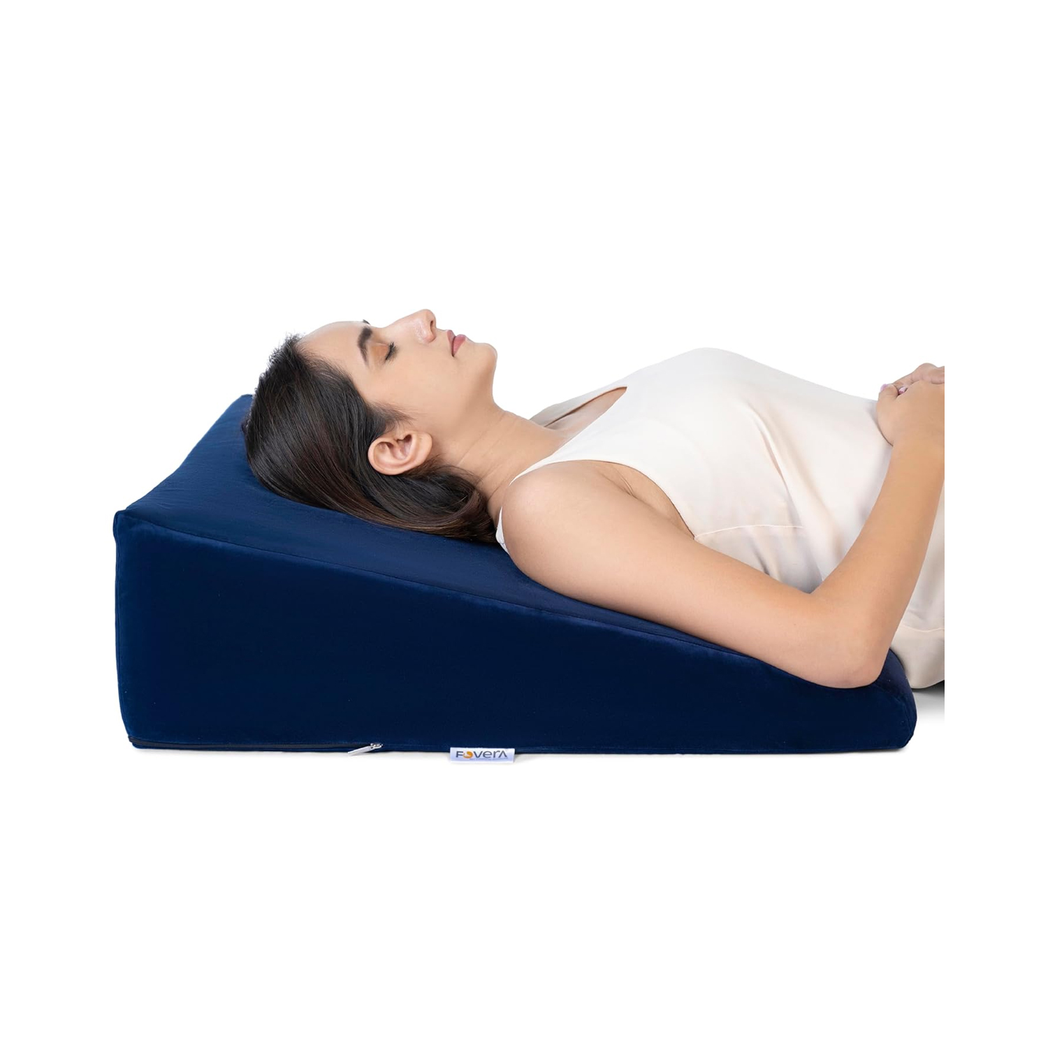 Fovera Adjustable Acid Reflux Bed Wedge Orthopedic Support (Velvet Navy Blue) - Large 7 Inches