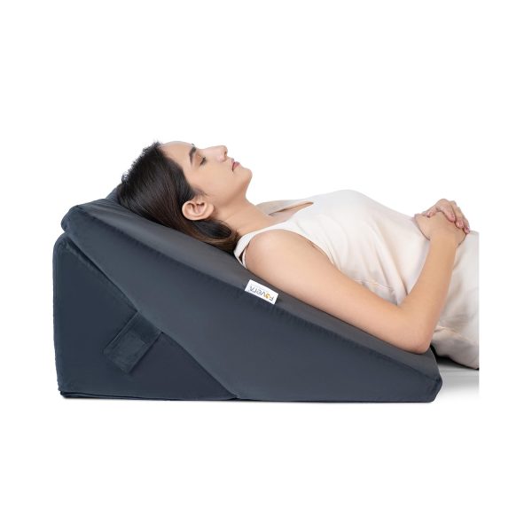 Fovera Adjustable Acid Reflux Bed Wedge Orthopedic Support (Velvet Dark Grey) - Large