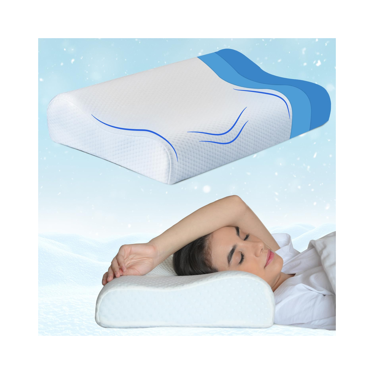 Sleepsia Contour Orthopedic Pillow with Ventilated Cooling Gel