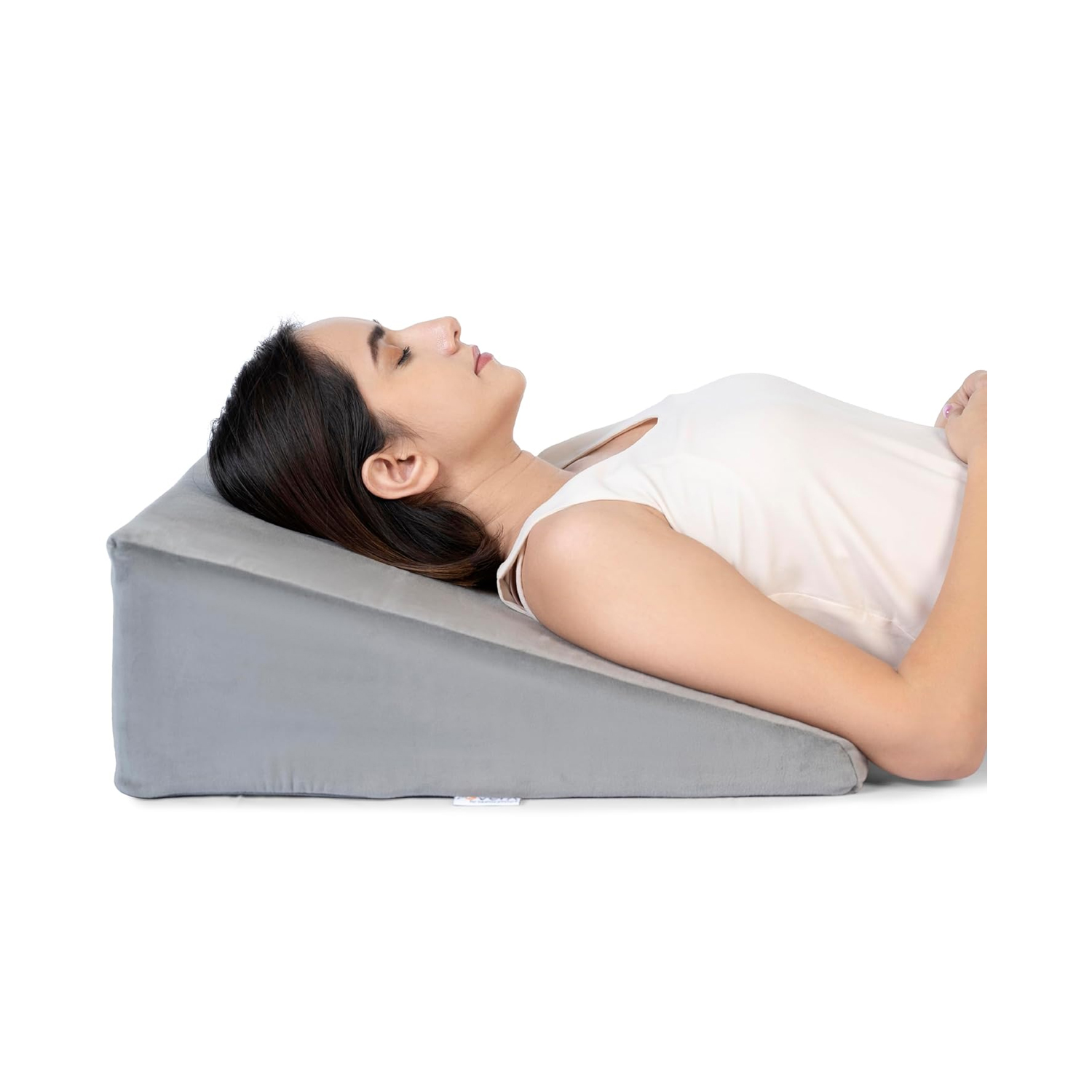 Fovera Adjustable Acid Reflux Bed Wedge Orthopedic Support (Velvet Grey) - Medium 7 Inches