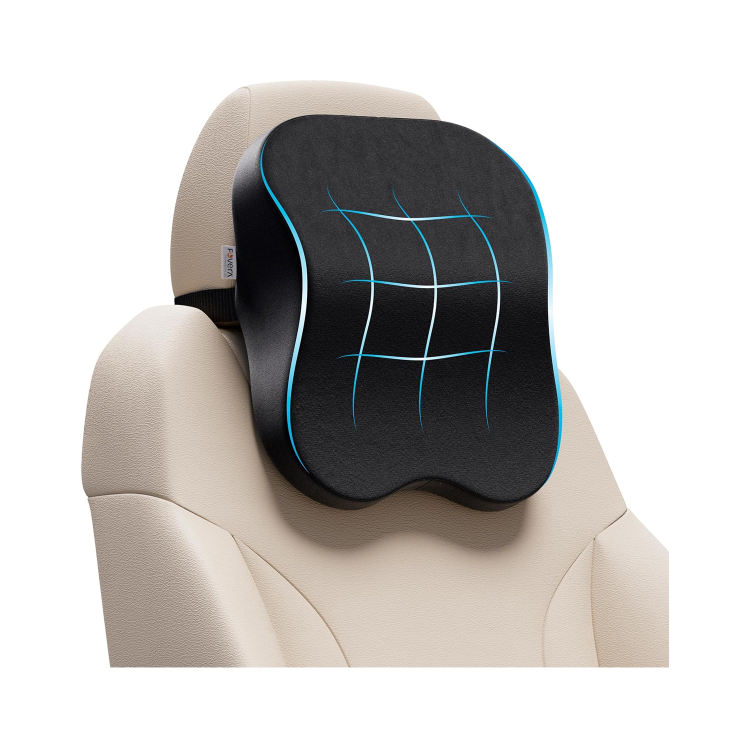 Fovera Car Headrest Support Pack of 1 (Velvet Black) – Medium