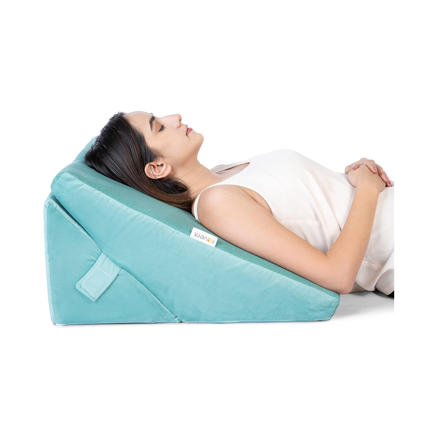 Fovera Adjustable Acid Reflux Bed Wedge Orthopedic Support (Velvet Aqua Green) - Large