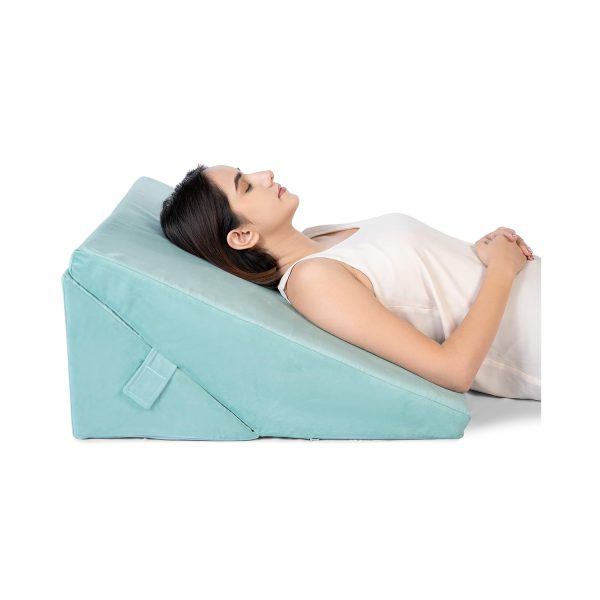 Fovera Adjustable Acid Reflux Bed Wedge Orthopedic Support (Velvet Aqua Green) - XL