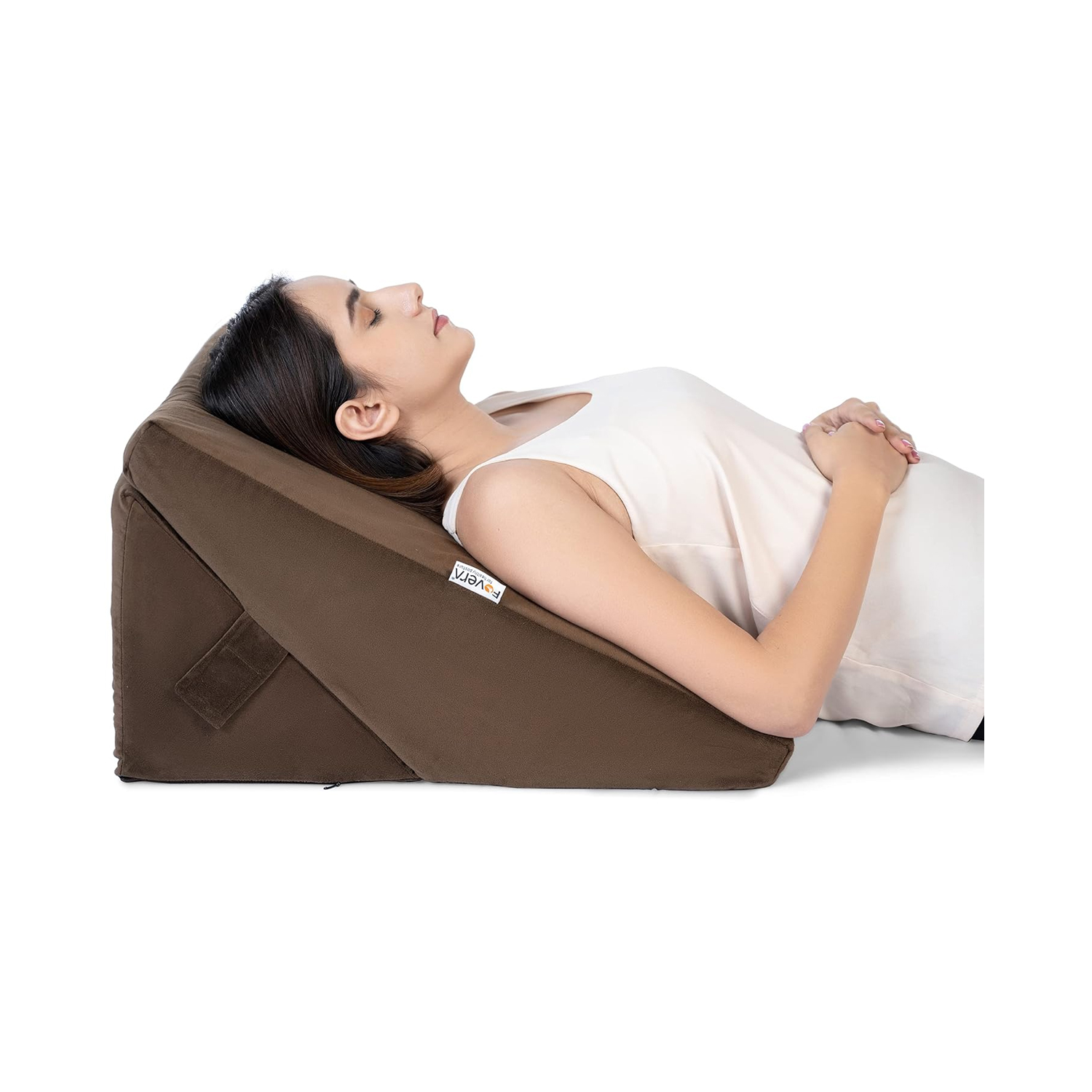 Fovera Adjustable Acid Reflux Bed Wedge Orthopedic Support (Velvet Brown) - Large
