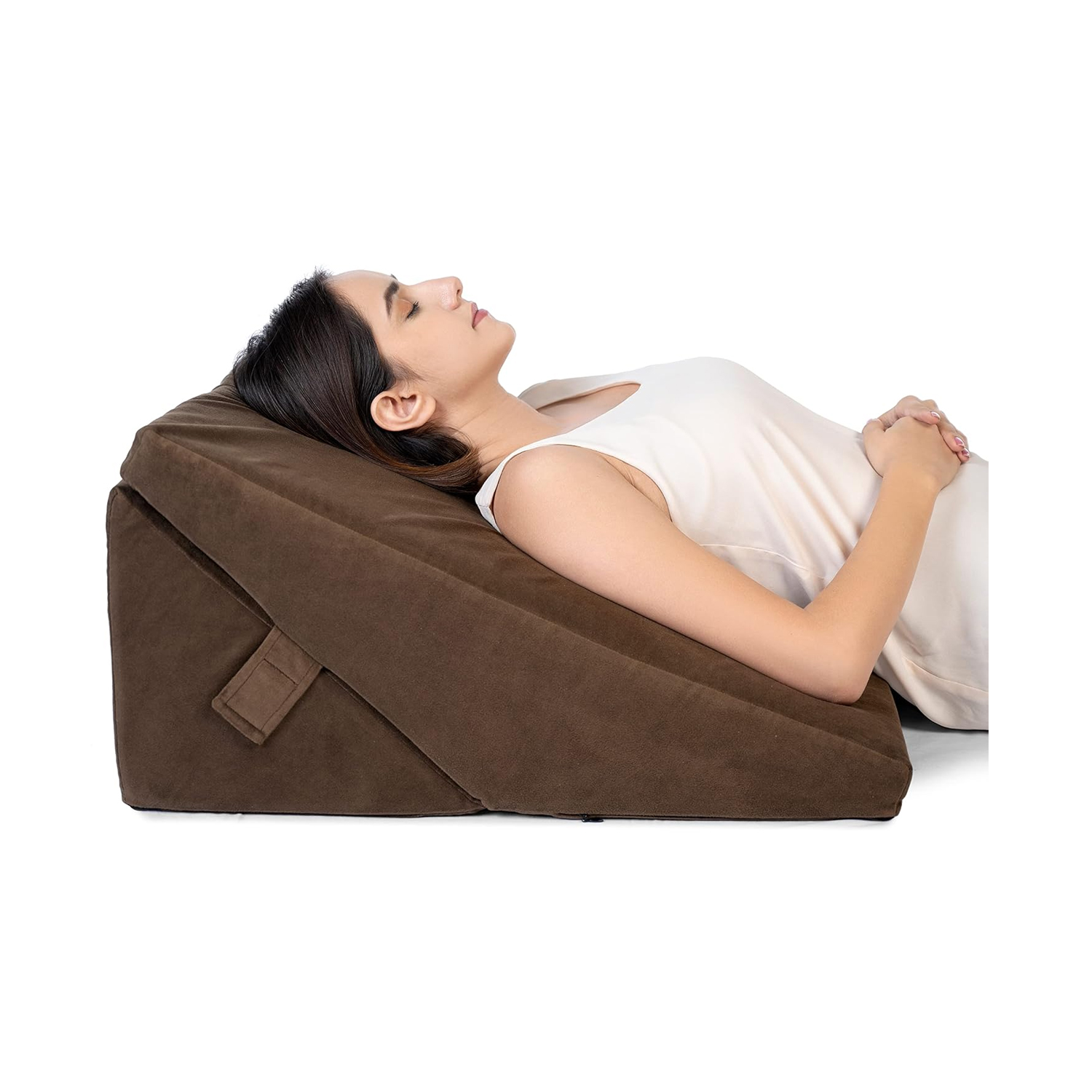 Fovera Adjustable Acid Reflux Bed Wedge Orthopedic Support (Velvet Brown) - XL