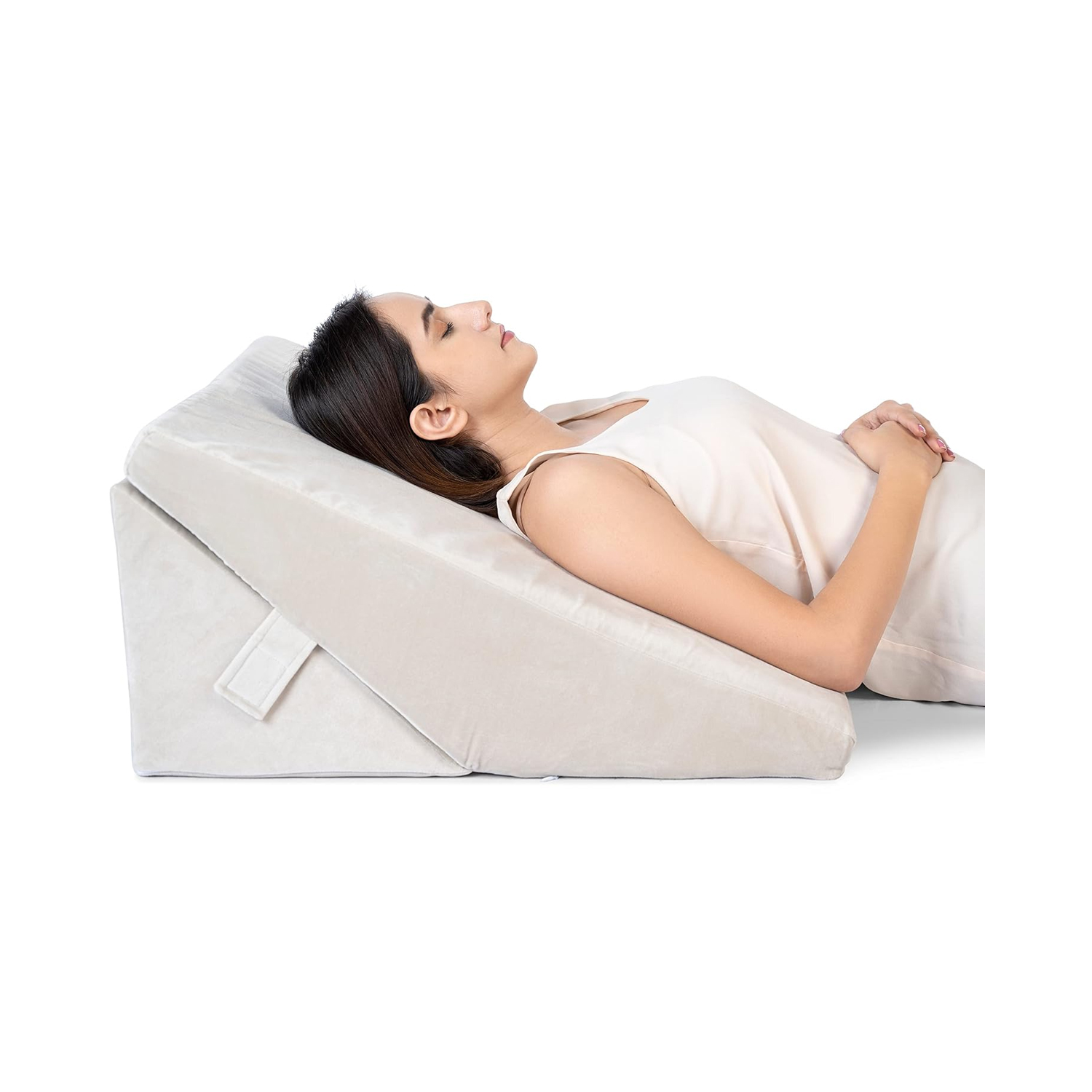 Fovera Adjustable Acid Reflux Bed Wedge Orthopedic Support (Velvet Cream) - XL