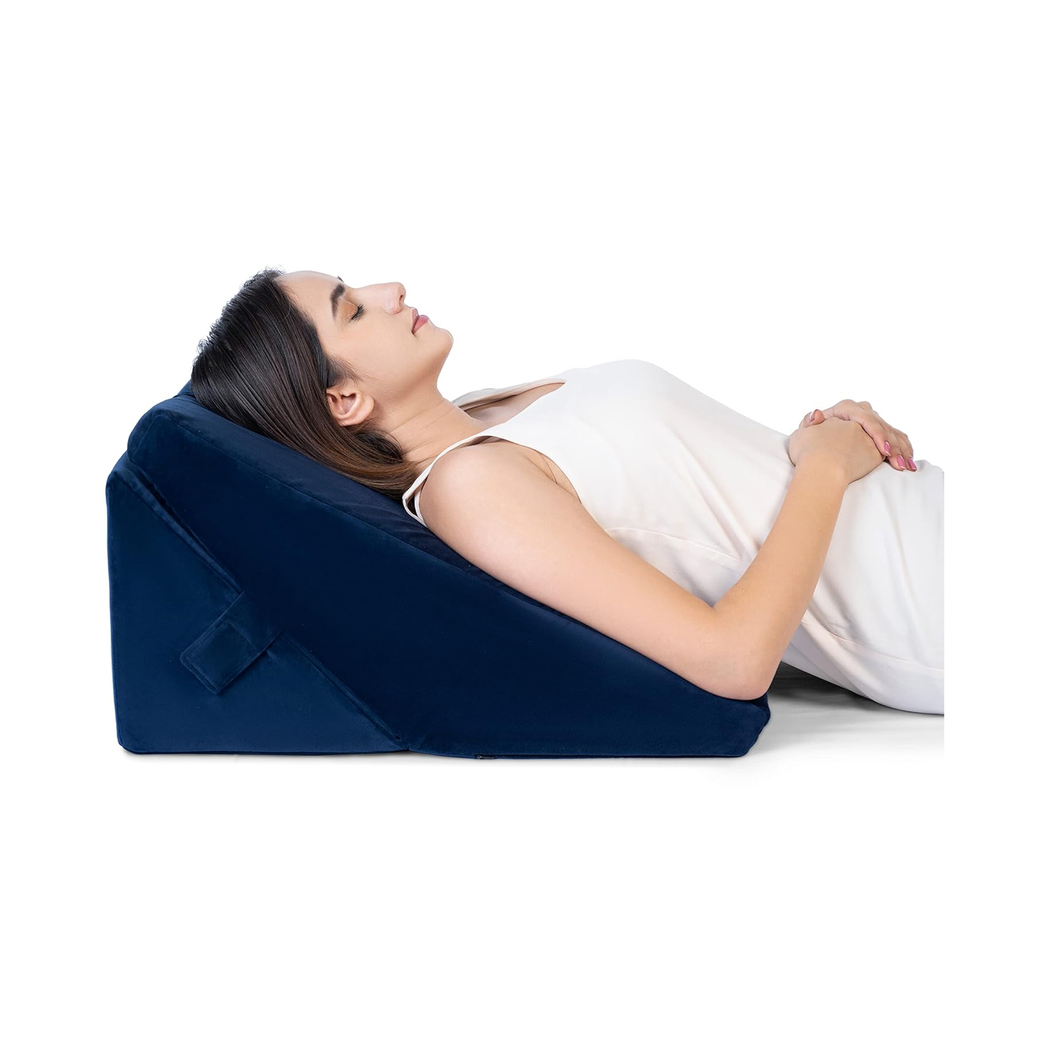 Fovera Adjustable Acid Reflux Bed Wedge Orthopedic Support (Velvet Navy Blue) - Large
