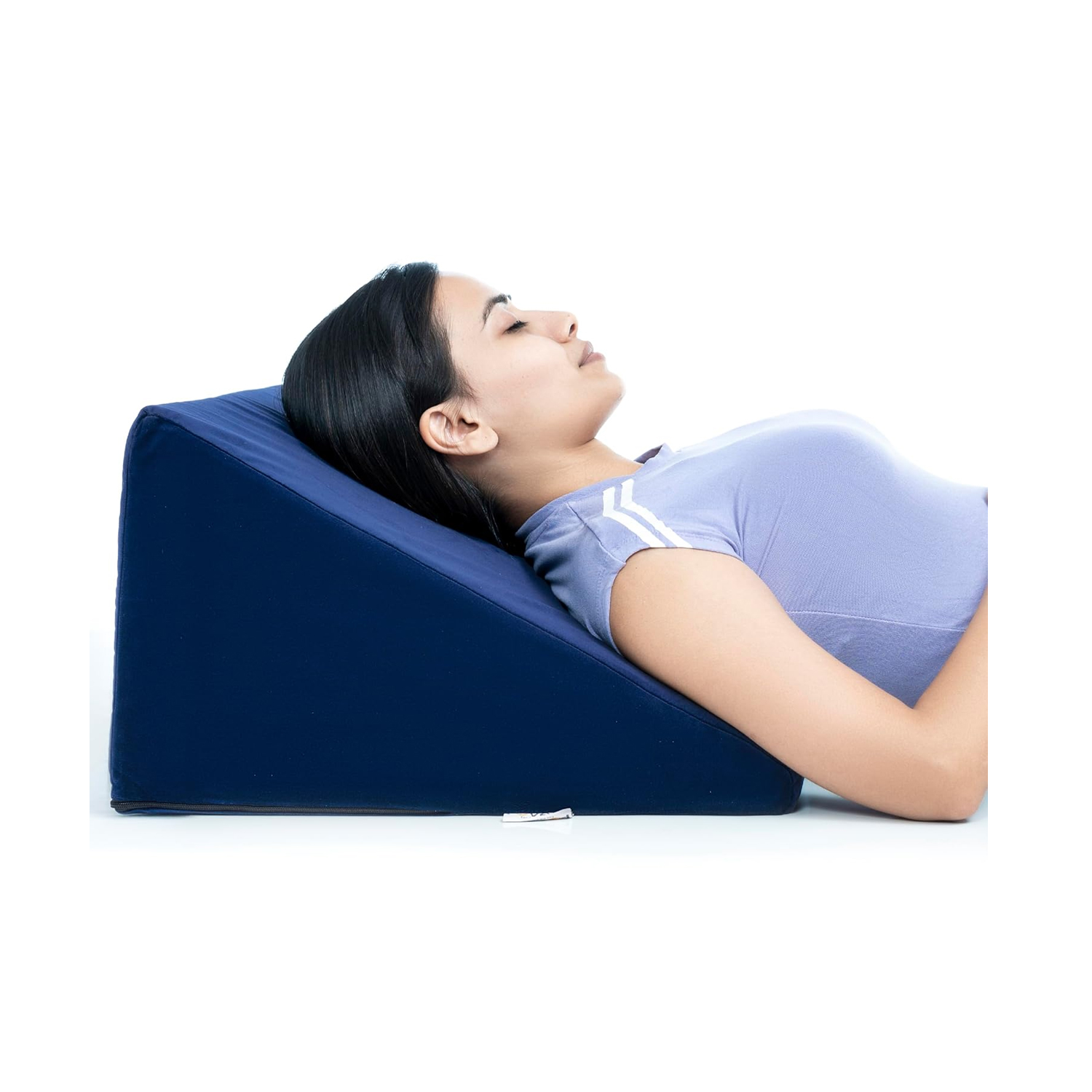 Fovera Adjustable Acid Reflux Bed Wedge Orthopedic Support (Velvet Navy Blue) - Medium 11 Inches