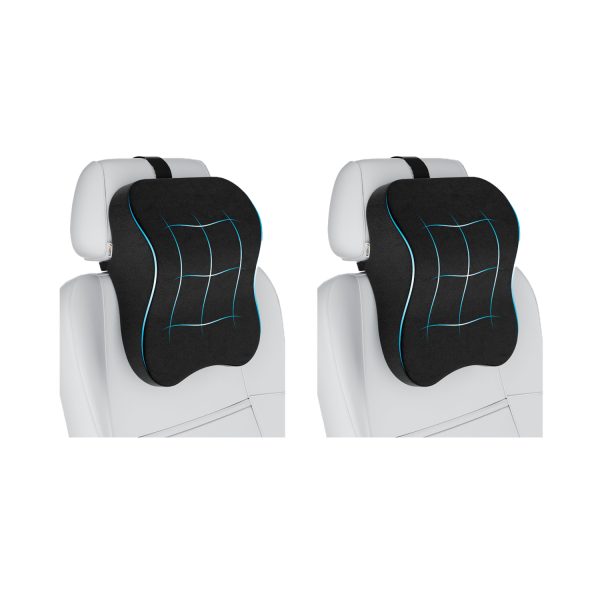Fovera Car Headrest Support Pack of 2 (Velvet Black) – Large