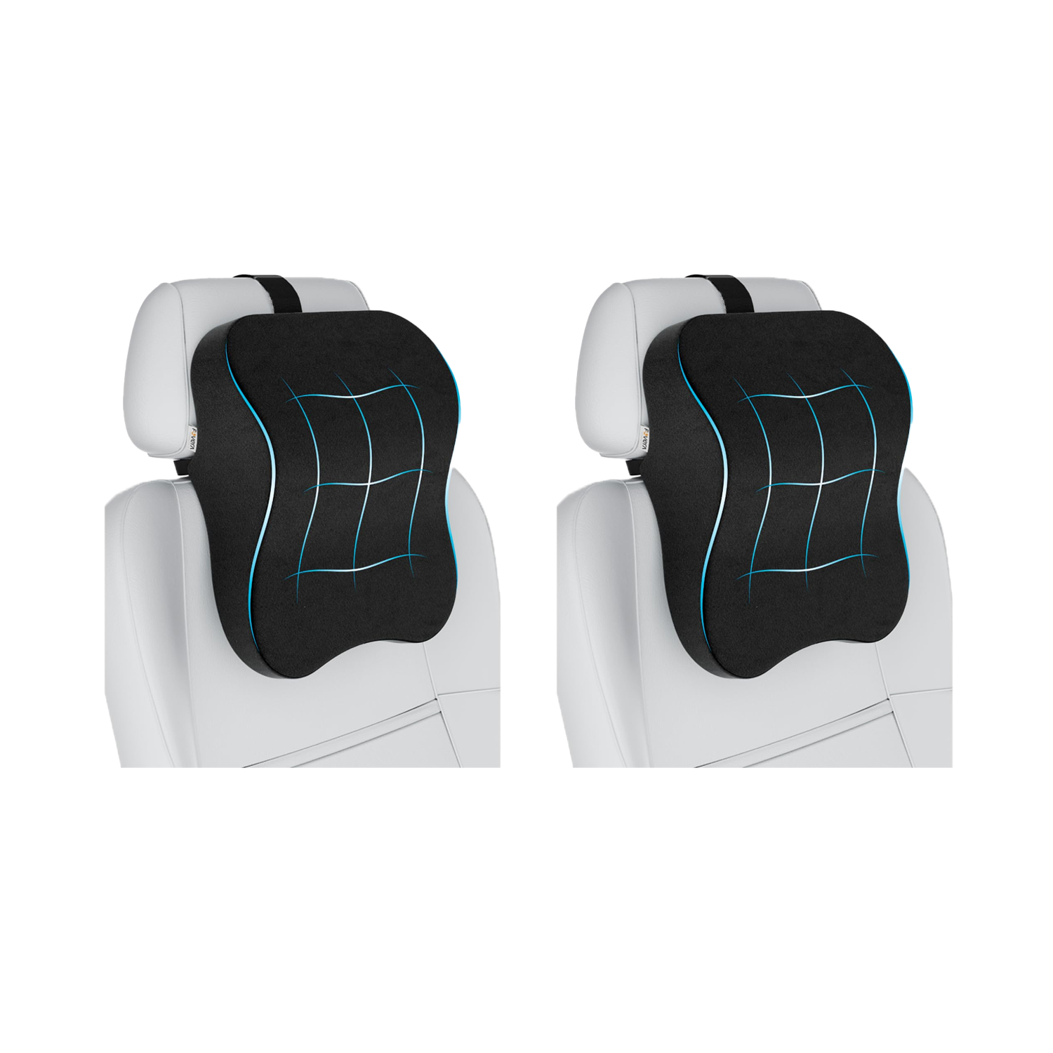 Fovera Car Headrest Support Pack of 2 (Velvet Black) – Large