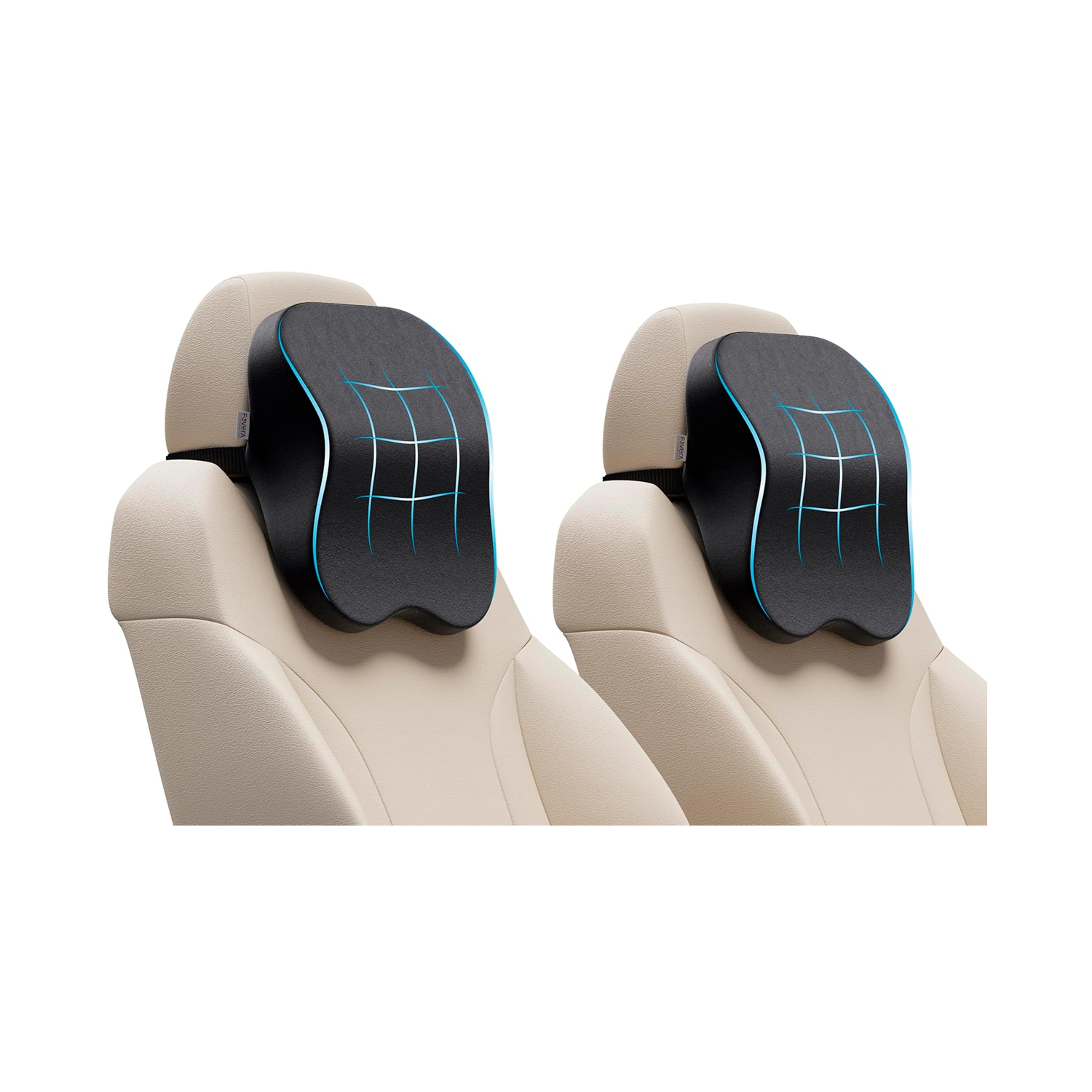 Fovera Car Headrest Support Pack of 2 (Velvet Black) – Medium